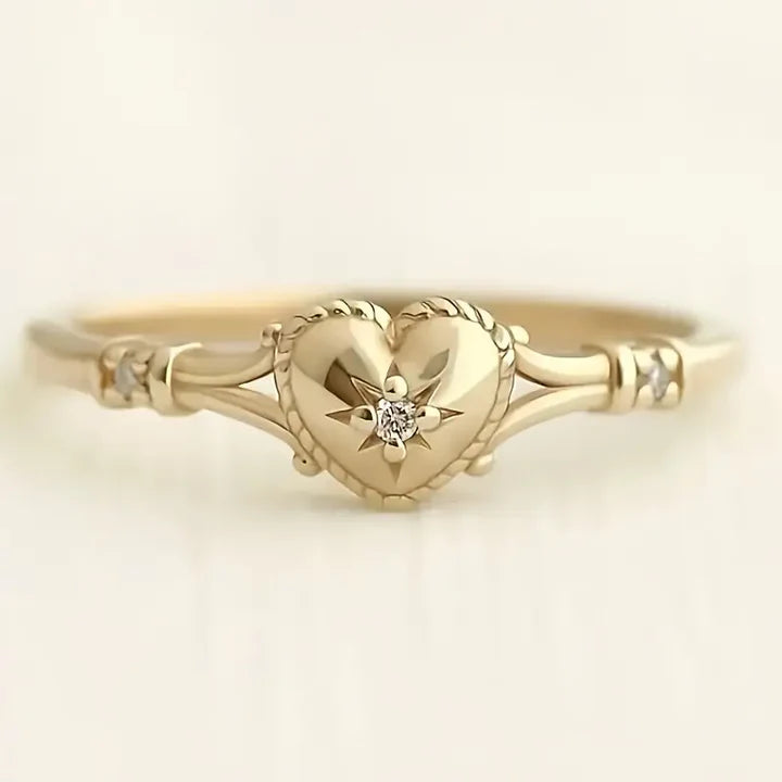 Gold Heart Star Ring